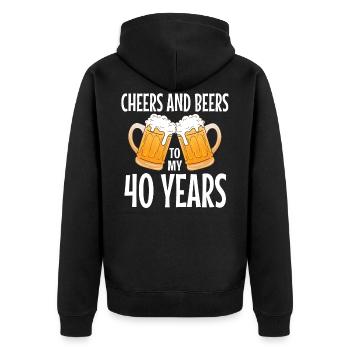 40ème anniversaire - Veste à capuche bio Premium Unisexe - noir - Dos - Nico (187cm)