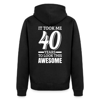 40ème anniversaire - Veste à capuche bio Premium Unisexe - noir - Dos - Nico (187cm)