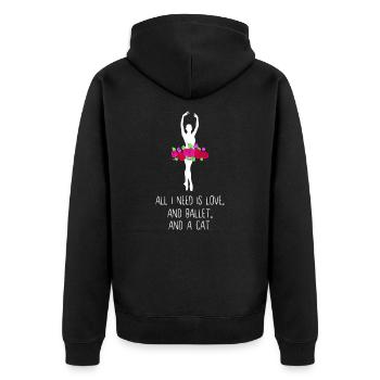 Ballett Katze - Unisex Premium Bio Zip Hoodie - Schwarz - Hinten - Nico (187cm)