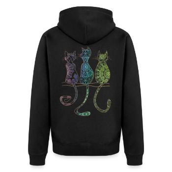 Mandala motif chats avec l’arc-en-ciel cadeau - Veste à capuche bio Premium Unisexe - noir - Dos - Nico (187cm)