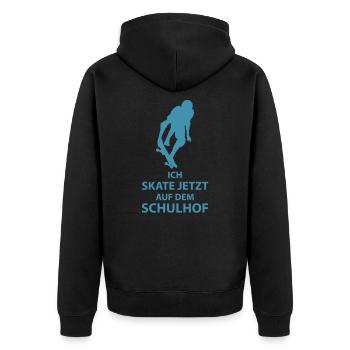 Skateboard Einschulung - Unisex Premium Bio Zip Hoodie - Schwarz - Hinten - Nico (187cm)