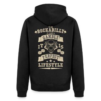 Rockabilly lifestyle - Unisex Premium Organic Zip Hoodie - black - Back - Nico (187cm)