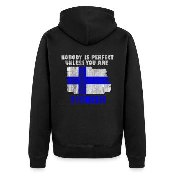 Finland - Unisex Premium Organic Zip Hoodie - black - Back - Nico (187cm)