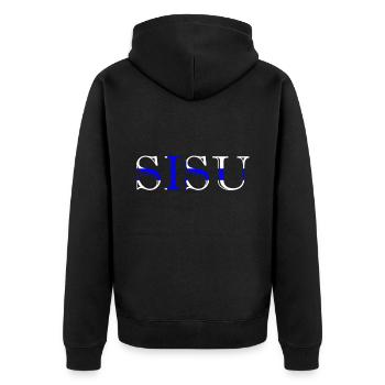 Finland Sisu - Unisex Premium Organic Zip Hoodie - black - Back - Nico (187cm)