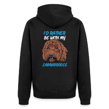 Labradoodle - Unisex Premium Organic Zip Hoodie - black - Back - Nico (187cm)