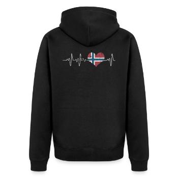 Norway heart pulse - Unisex Premium Organic Zip Hoodie - black - Back - Nico (187cm)