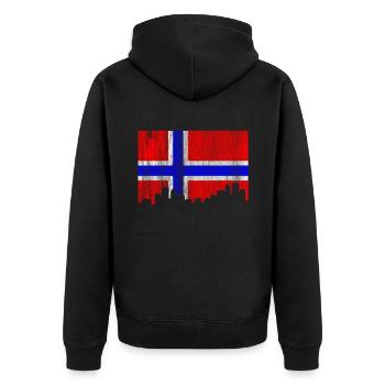 Norwegen - Unisex Premium Bio Zip Hoodie - Schwarz - Hinten - Nico (187cm)