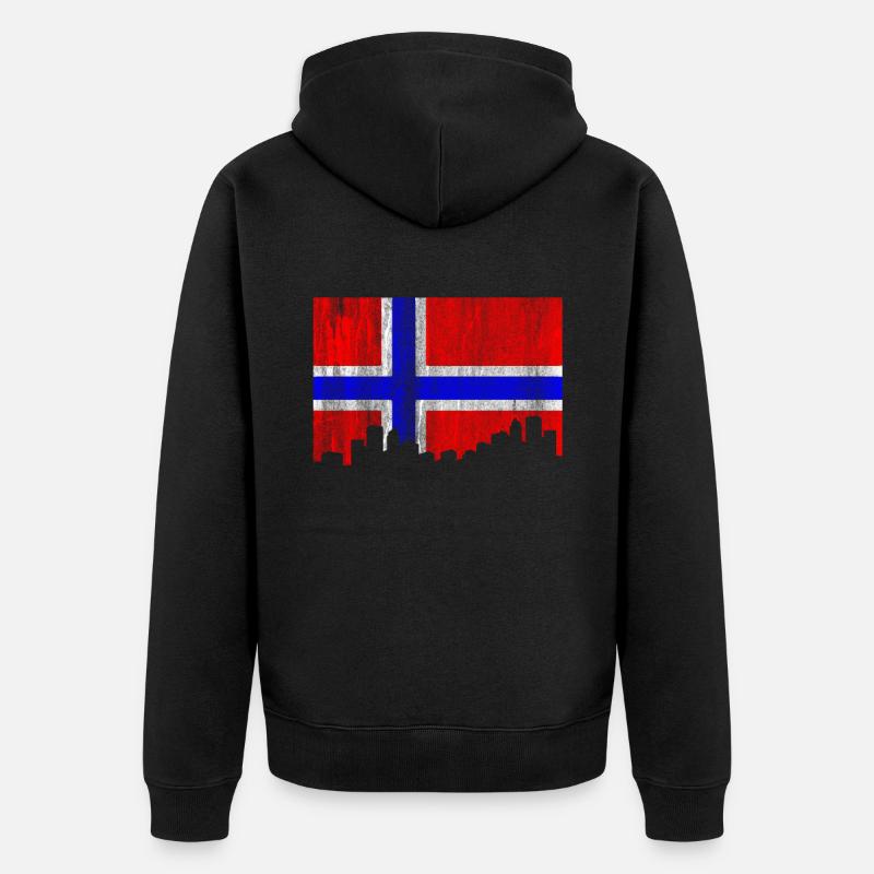 Norwegen - Unisex Premium Bio Zip Hoodie - Schwarz