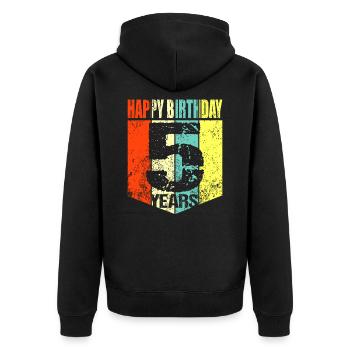 5. Geburtstag - Unisex Premium Bio Zip Hoodie - Schwarz - Hinten - Nico (187cm)