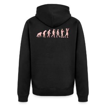 Klarinette - Unisex Premium Bio Zip Hoodie - Schwarz - Hinten - Nico (187cm)