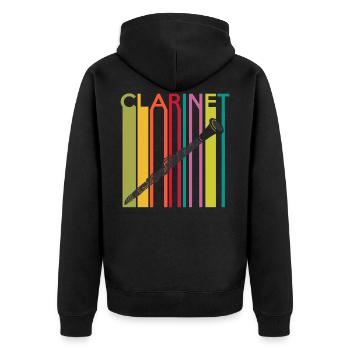 Klarinette - Unisex Premium Bio Zip Hoodie - Schwarz - Hinten - Nico (187cm)