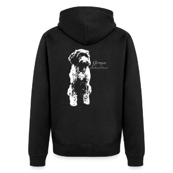 German Wirehaired Pointer - Unisex Premium Bio Zip Hoodie - Schwarz - Hinten - Nico (187cm)