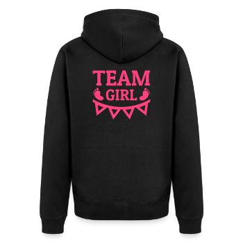 Team Girl Team No Nuts It's a Girl Gender Reveal - Unisex Premium Bio Zip Hoodie - Schwarz - Hinten - Nico (187cm)