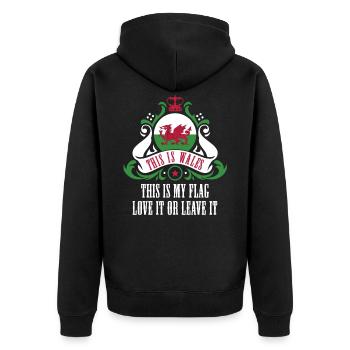 Wales Nation - Unisex Premium Bio Zip Hoodie - Schwarz - Hinten - Nico (187cm)