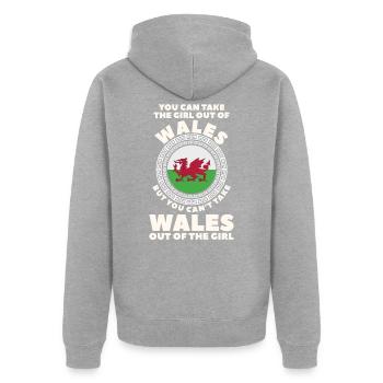 Wales - Unisex Premium Bio Zip Hoodie - Grau meliert - Hinten - Nico (187cm)