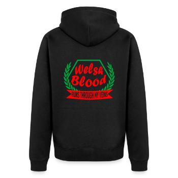 Wales gift idea - Unisex Premium Organic Zip Hoodie - black - Back - Nico (187cm)