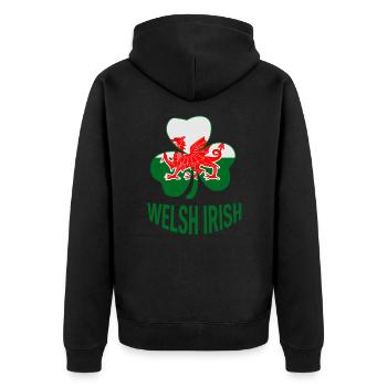 Wales Ireland - Unisex Premium Organic Zip Hoodie - black - Back - Nico (187cm)