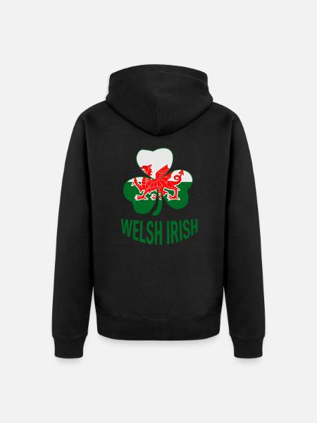 Wales Ireland - Unisex Premium Organic Zip Hoodie - black