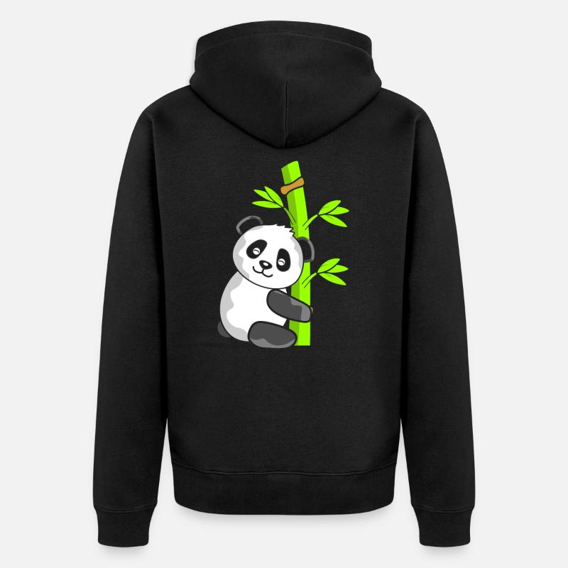 Panda - Ekologiczna rozpinana bluza z kapturem Premium unisex - czarny