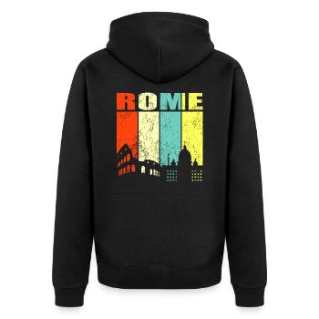 Rome - Unisex Premium Organic Zip Hoodie - black - Back - Nico (187cm)