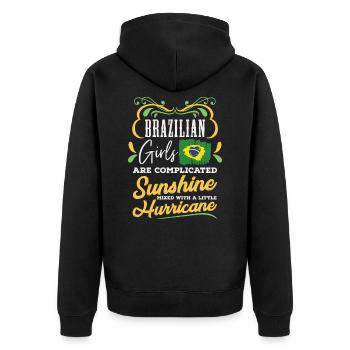 Brasilien Frau - Unisex Premium Bio Zip Hoodie - Schwarz - Hinten - Nico (187cm)