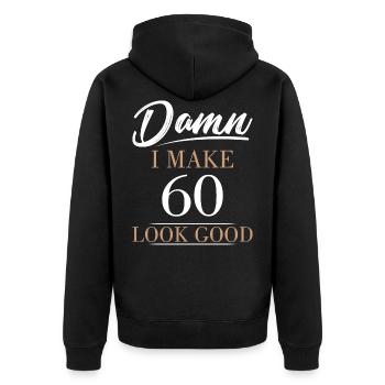 60th birthday - Unisex Premium Organic Zip Hoodie - black - Back - Nico (187cm)