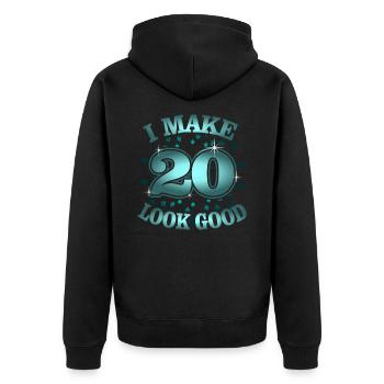 20th birthday - Unisex Premium Organic Zip Hoodie - black - Back - Nico (187cm)