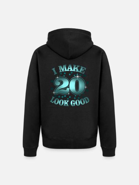 20th birthday - Unisex Premium Organic Zip Hoodie - black