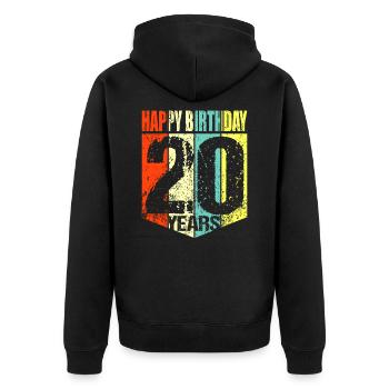 20th birthday - Unisex Premium Organic Zip Hoodie - black - Back - Nico (187cm)