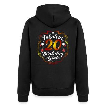 20th birthday - Unisex Premium Organic Zip Hoodie - black - Back - Nico (187cm)