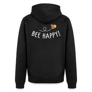 Bee happy - Unisex Premium Bio Zip Hoodie - Schwarz - Hinten - Nico (187cm)