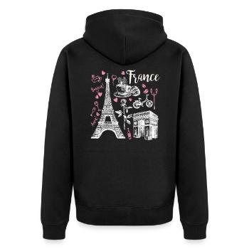 Frankreich Symbole Eiffelturm - Unisex Premium Bio Zip Hoodie - Schwarz - Hinten - Nico (187cm)
