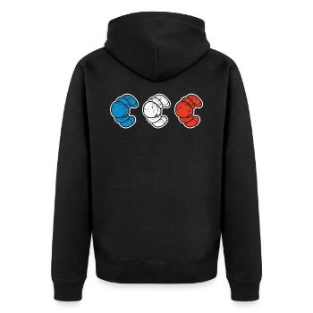 Frankreich Baguette - Unisex Premium Bio Zip Hoodie - Schwarz - Hinten - Nico (187cm)