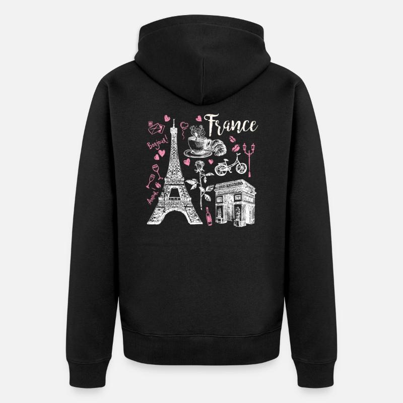Frankreich Paris - Unisex Premium Bio Zip Hoodie - Schwarz