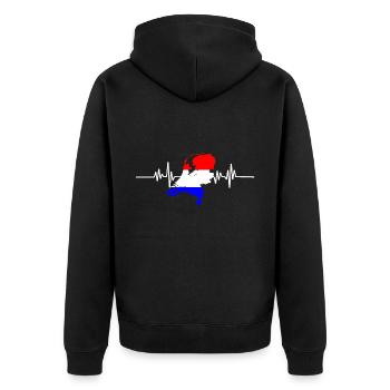 Niederlande Herzschlag - Unisex Premium Bio Zip Hoodie - Schwarz - Hinten - Nico (187cm)
