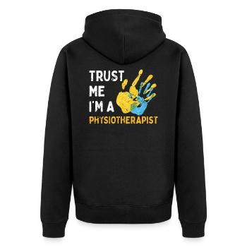Physiotherapy Trust - Unisex Premium Organic Zip Hoodie - black - Back - Nico (187cm)