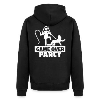Game Over Bachelor Party Wedding Shower Marriage - Unisex Premium Organic Zip Hoodie - black - Back - Nico (187cm)
