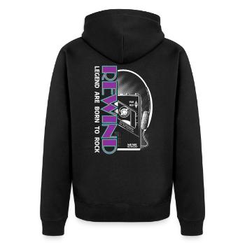Retro Cassette - Unisex Premium Bio Zip Hoodie - Schwarz - Hinten - Nico (187cm)