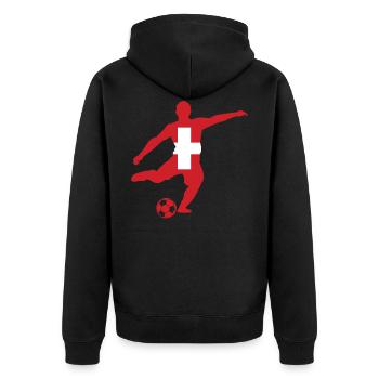 Schweiz - Unisex Premium Bio Zip Hoodie - Schwarz - Hinten - Nico (187cm)
