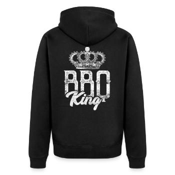 Grilling Grill King - Unisex Premium Organic Zip Hoodie - black - Back - Nico (187cm)