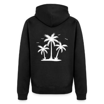 Palms Tropics - Unisex Premium Organic Zip Hoodie - black - Back - Nico (187cm)