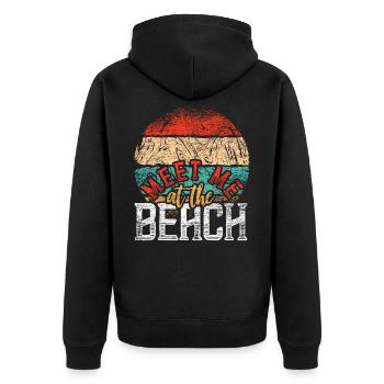 Strand - Unisex Premium Bio Zip Hoodie - Schwarz - Hinten - Nico (187cm)