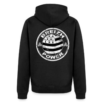bretagne, breizh power 02 - Veste à capuche bio Premium Unisexe - noir - Dos - Nico (187cm)