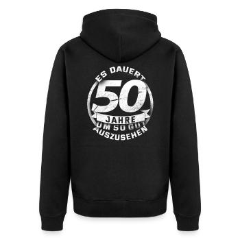 50th birthday - Unisex Premium Organic Zip Hoodie - black - Back - Nico (187cm)