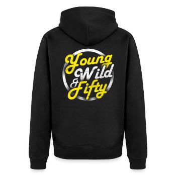 50th birthday - Unisex Premium Organic Zip Hoodie - black - Back - Nico (187cm)