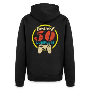 50th birthday - Unisex Premium Organic Zip Hoodie - black - Back - Nico (187cm)