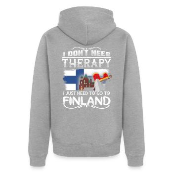 Finland - Unisex Premium Organic Zip Hoodie - heather grey - Back - Nico (187cm)