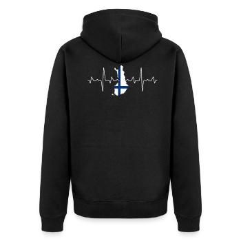 Finnland - Unisex Premium Bio Zip Hoodie - Schwarz - Hinten - Nico (187cm)