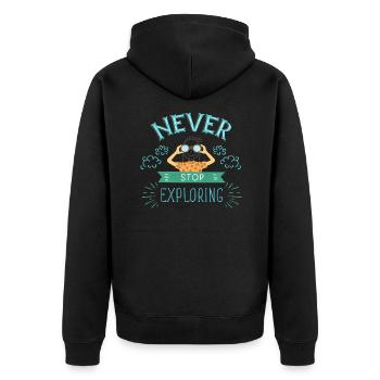 NEVER STOP EXPLORING Explore on holiday gift - Unisex Premium Organic Zip Hoodie - black - Back - Nico (187cm)