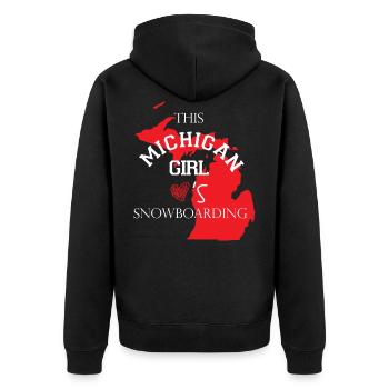 Michigan Girl Snowboarding - Unisex Premium Bio Zip Hoodie - Schwarz - Hinten - Nico (187cm)